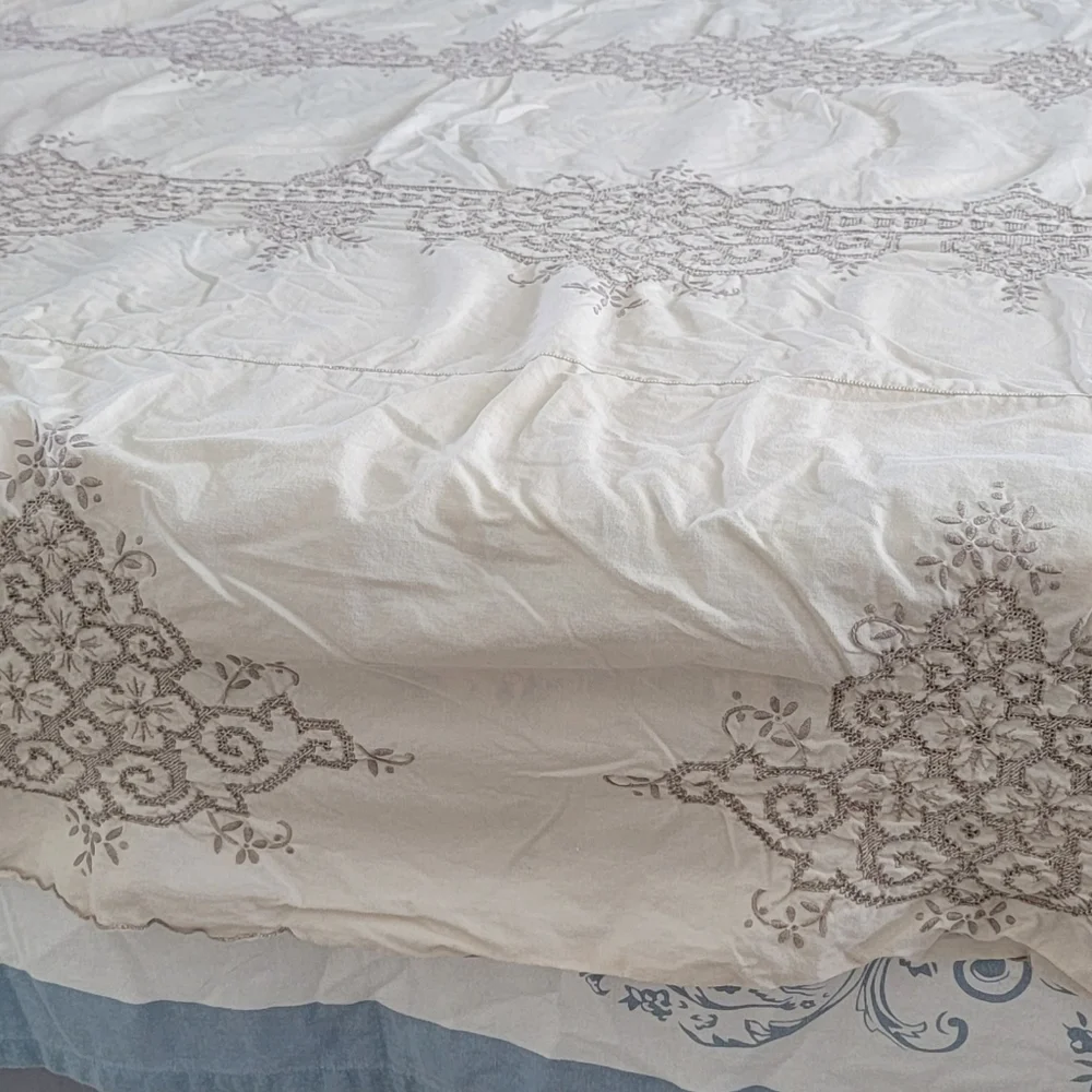 Maderia Style Cutwork Embroidery Tablecloth